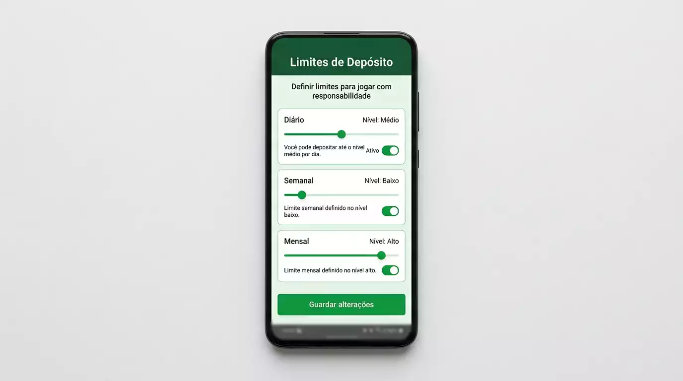 Interface de definição de limites de depósito numa plataforma de apostas portuguesa