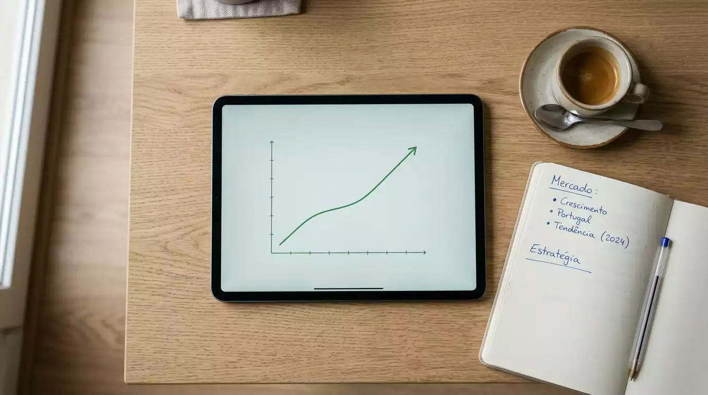 Gráfico a ilustrar o crescimento do mercado de apostas desportivas online em Portugal