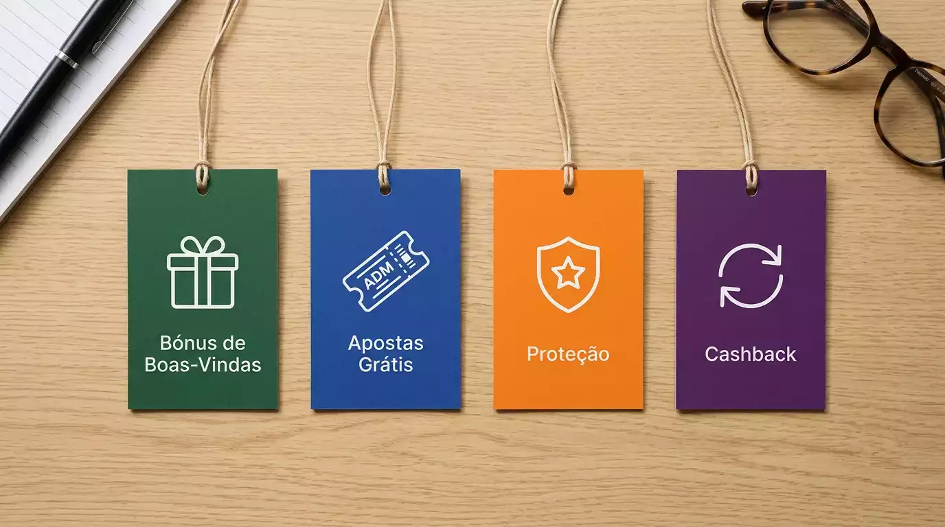 Comparação visual dos diferentes tipos de bónus nas apostas desportivas em Portugal
