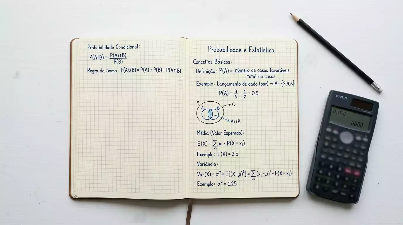 Calculadora e notas com fórmulas matemáticas para apostas desportivas